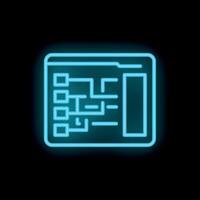 Glowing neon line web design icon isolated on black background vector