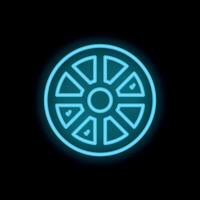 Neon wheel shining on black background representing fortune and luck vector