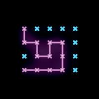 Neon pink game path finding solution element on dark background vector