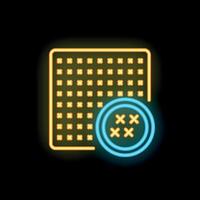 Neon icon of cross stitch on aida cloth with stitches vector