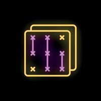 Neon icon of sound control panel with regulators showing recording process vector