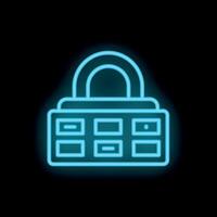 Glowing neon icon of a combination lock for security and privacy vector