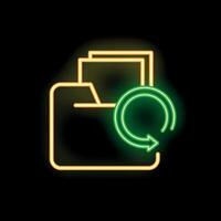 Neon folder icon showing rotating files concept vector