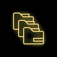 Neon icon of three folders showing data storage concept vector