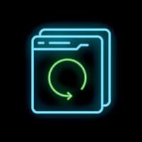Neon icon of website page showing refreshing symbol vector