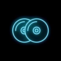 Neon icon of two compact discs glowing on black background vector