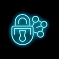 Neon padlock icon representing network security concept vector