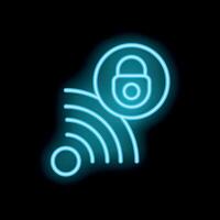 Neon wifi signal showing secure connection on black background vector