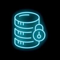 Neon icon of data security system protecting information vector