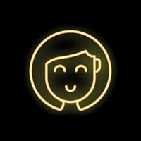 Neon sign of a cartoon woman face with a happy expression vector