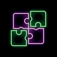 Neon puzzle pieces forming a square on a black background vector