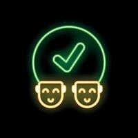 Neon icon of two happy people sharing the same opinion vector