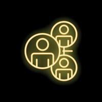 Neon icon of people network representing teamwork and collaboration vector
