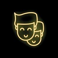 Neon icon of two smiling faces showing happiness and positivity vector