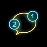 Neon speech bubble showing two new messages on black background vector