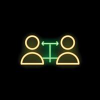 Neon icon of two people communicating with arrows between them vector