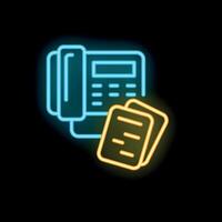 Neon office phone displaying taking notes concept vector
