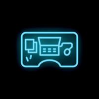 Neon icon of game console representing gaming and entertainment vector