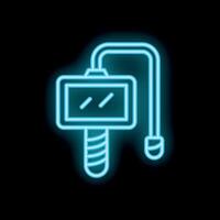 Neon sign of a stud welding machine for fastening metal parts vector