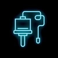 Neon sign showing computer connected to mouse symbolizing computer hardware vector