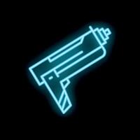 Glowing neon icon of submachine gun on dark background vector