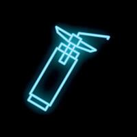 Blue neon sign showing a bunsen burner for science experiments vector