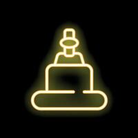 Neon yellow joystick icon glowing on black background vector