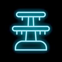 Neon sign of two tier display stand glowing on black background vector