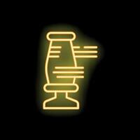 Yellow neon sign of a blender crushing ice on black background vector