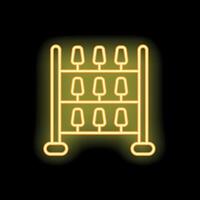 Neon icon of a freezer displaying ice cream on a stick vector