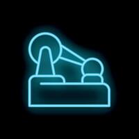 Neon icon of mechanical arm moving ball on platform vector