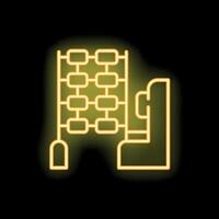 Neon icon of server room hardware infrastructure representing data storage vector
