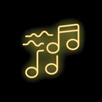 Neon music notes glowing with sound waves vector