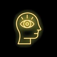 Neon sign representing third eye open and psychic abilities vector