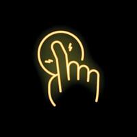 Neon sign style icon of hand pressing button vector
