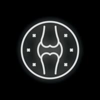 Neon icon of human leg knee joint bones showing health vector