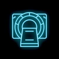 Neon icon of computed tomography showing medical technology vector