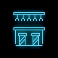 Neon sign depicting bar with stools and hanging wine glasses vector