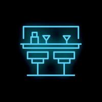 Neon sign representing a bar counter with stools and cocktails for entertainment and nightlife vector