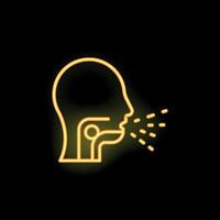 Neon style icon showing person coughing or sneezing vector