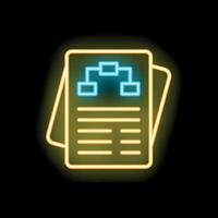 Neon icon of algorithm development process, software engineering and programming vector
