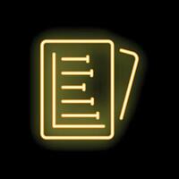 Neon yellow icon of a checklist on black background vector