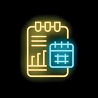 Neon icon of calendar showing scheduled task on notepad vector
