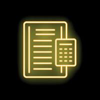 Neon icon of a calculator performing accounting operations vector