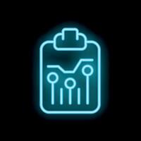 Neon icon showing clipboard with business report and statistics vector