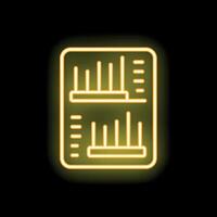 Neon icon of audio mixer console with sliders showing recording levels in yellow vector