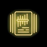 Neon icon of document with switches representing software settings panel vector