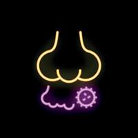 Neon style icon representing nose breathing virus showing sickness and illness vector