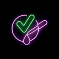 Neon icon of dropper passing quality control with green check mark vector