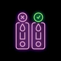 Neon icon of two express tests showing positive and negative results vector